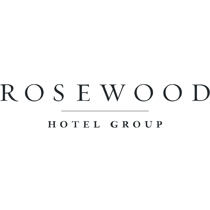 Logótipo do Rosewood Hotel Group, com o nome em letras maiúsculas elegantes e uma linha simples por baixo.