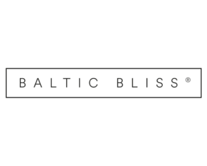 Logo von „BALTIC BLISS®“ in minimalistischem Design mit fetten Großbuchstaben innerhalb eines rechteckigen Rahmens.