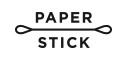 A simple graphic featuring the words "PAPER" and "STICK" connected by a horizontal line. The design is minimalistic and uses a clean, modern font.